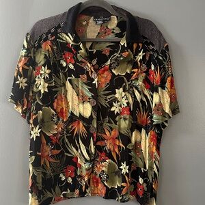 Vintage Carole Little Patchwork Flora Size 12 Blouse coastal grandma boxy spring